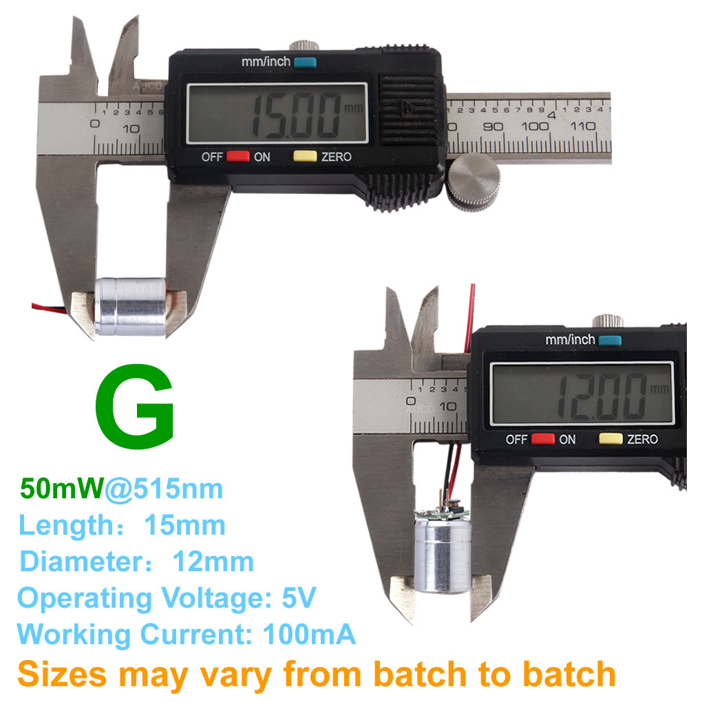 Φ12x15mm DC 5V Red-100mW Green - Industrial Green Laser のレビューと価格