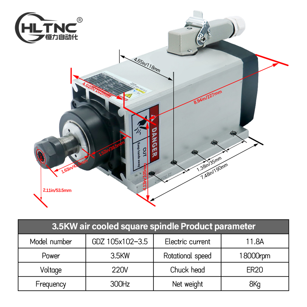 3.5KW ER20 220VSquare Fly-edge - Cnc Spindle Motor のレビューと価格